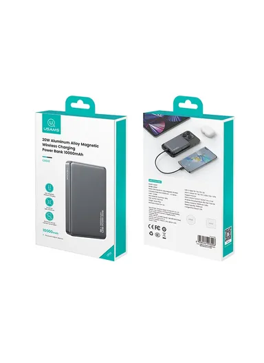 PD20W Aluminum Alloy Power Bank 10000mAh Wireless Charging Portable Battery CD242 - Titanium