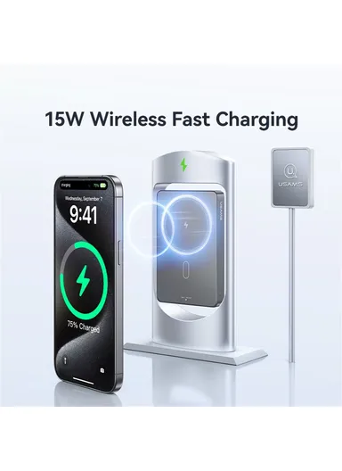 PD20W Aluminum Alloy Power Bank 10000mAh Wireless Charging Portable Battery CD242 - Titanium