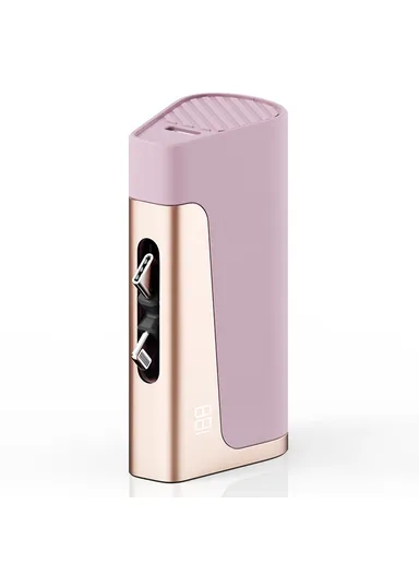 5000mAh Dual Type-C &amp; Lightning Plug Power Bank, Digital Display Phone Charger PB01 - Purple / Gold