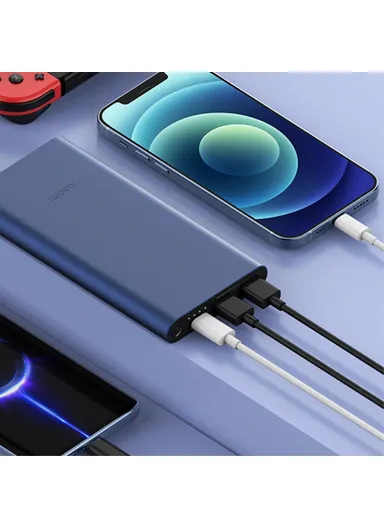 10000mAh 22.5W Portable Charger, 3-Outputs External Fast Charging Power Bank Battery PB100DZM - Black