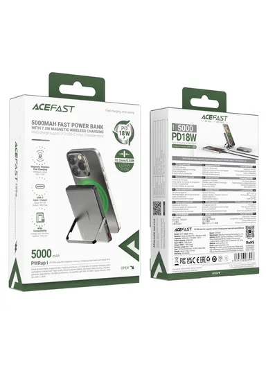 5000mAh 18W Ultra Thin PD Power Bank, Magnetic Wireless Charger with Stand M16-5000 