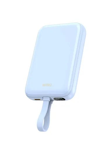 10000mAh 20W Magnetic Wireless Charging Power Bank, Fast Charging Battery Pack with Built-In Cable Wi-P024 - Blue