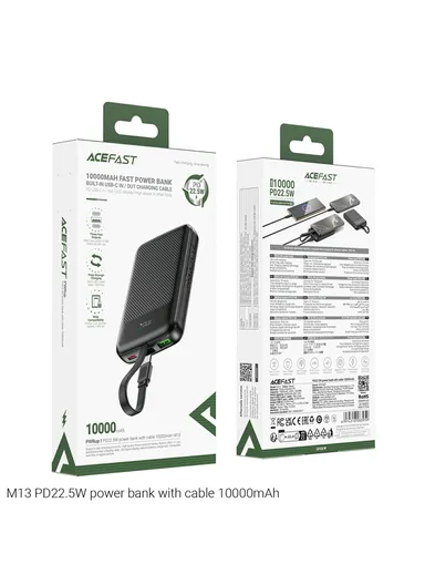 10000mAh 22.5W Power Bank, PD Fast Charging Phone External Battery M13-10000