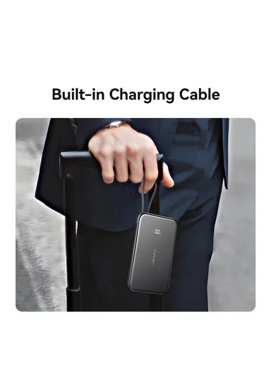 5000mAh 20W Ultra-Thin Magnetic Power Bank, Digital Display Phone Charger with Type-C Cable CD227 - Titanium