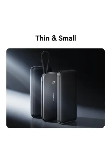 5000mAh 20W Ultra-Thin Magnetic Power Bank, Digital Display Phone Charger with Type-C Cable CD227 - Titanium