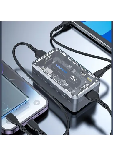 10000mAh 22.5W Translucent Power Bank, PD Phone Charger External Battery P111K 