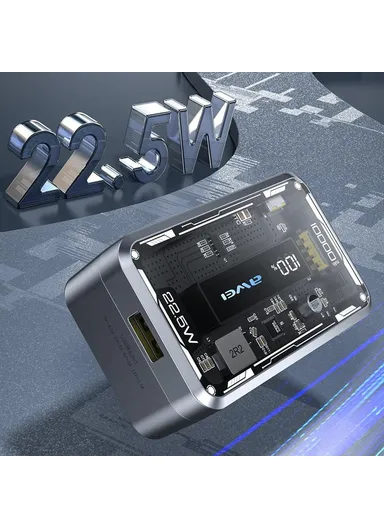 10000mAh 22.5W Translucent Power Bank, PD Phone Charger External Battery P111K 