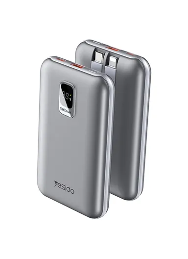 10000mAh Portable Compact Size Power Bank Charger with Built-in Lightning &amp; Type-C Cable YP48 