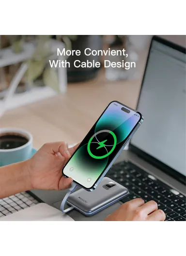 10000mAh Portable Compact Size Power Bank Charger with Built-in Lightning &amp; Type-C Cable YP48 