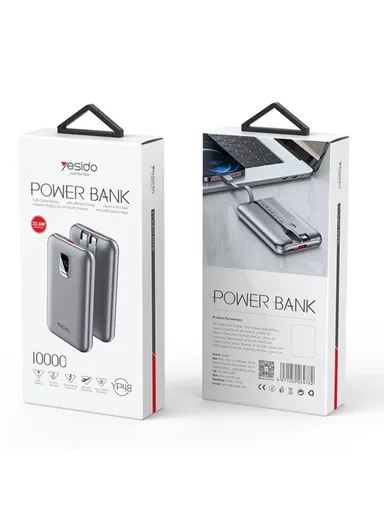 10000mAh Portable Compact Size Power Bank Charger with Built-in Lightning &amp; Type-C Cable YP48 