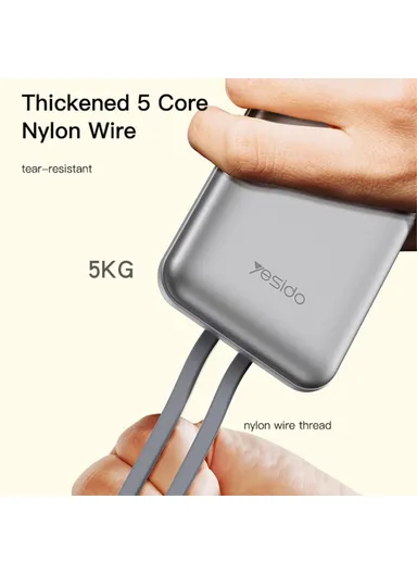 10000mAh Portable Compact Size Power Bank Charger with Built-in Lightning &amp; Type-C Cable YP48 