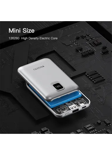 10000mAh Portable Compact Size Power Bank Charger with Built-in Lightning &amp; Type-C Cable YP48 
