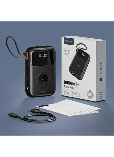 10000mAh Multifunctional Digital Display Power Bank Phone Charger with 2 Built-In Cables KL-YD80 