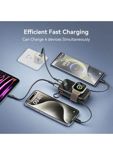 10000mAh Multifunctional Digital Display Power Bank Phone Charger with 2 Built-In Cables KL-YD80 