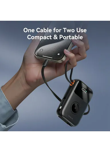 10000mAh Multifunctional Digital Display Power Bank Phone Charger with 2 Built-In Cables KL-YD80 