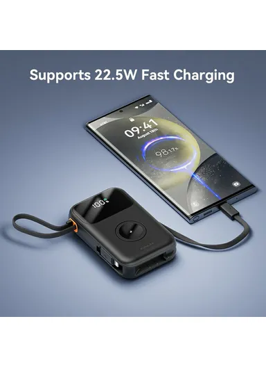 10000mAh Multifunctional Digital Display Power Bank Phone Charger with 2 Built-In Cables KL-YD80 