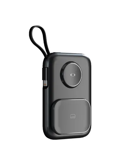 3-in-1 5000mAh Portable Multifunctional Cabled Power Bank Watch Headset Cellphone Charger - Black