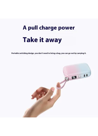 10000mAh Gradient Color Power Bank Magnetic Phone Charger with Built-in Type-C &amp; Lightning Cable Wi-P042 - Purple