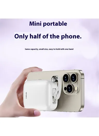 10000mAh Gradient Color Power Bank Magnetic Phone Charger with Built-in Type-C &amp; Lightning Cable Wi-P042 - Purple