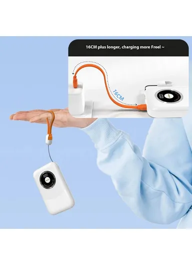 20000mAh Portable Power Bank Phone External Battery with Type-C to Type-C Cable K21 - White