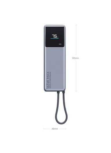 10000mAh 165W Power Bank Phone Charger with Built-In Type-C Cable PB1165MI 