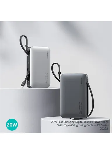 10000mAh 20W Portable Dual Cabled Fast Charging Power Bank, Multi-Use Bank Phone Charger CD228 - Tarnish