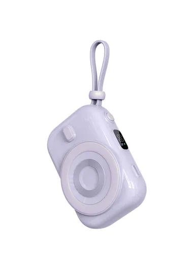 9600mAh Small Snail Power Bank, Magnetic Phone Wireless Charger with Built-in Type-C Cable Wi-P041 - Purple