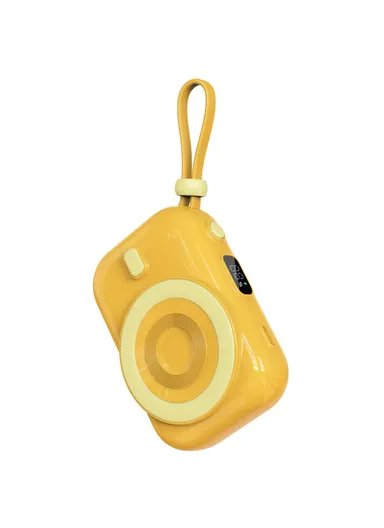 9600mAh Small Snail Power Bank, Magnetic Phone Wireless Charger with Built-in Type-C Cable Wi-P041 - Yellow