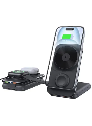 8000mAh Multifunctional Magnetic Wireless Charger with Built-in Type-C &amp; Lightning Cables Power Bank MP02 