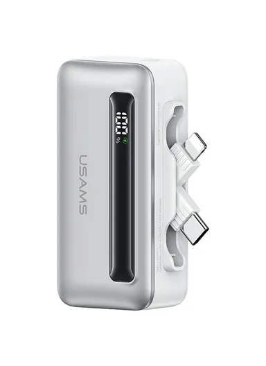 4500mAh PD 20W Mini Portable Power Bank Charger, Dual Port Type-C &amp; Lightning Power Bank CD233 - Silver