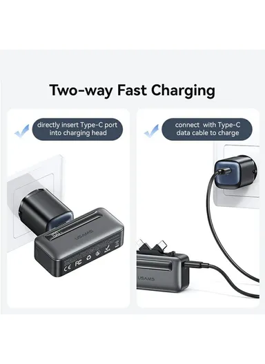 4500mAh PD 20W Mini Portable Power Bank Charger, Dual Port Type-C &amp; Lightning Power Bank CD233 - Silver