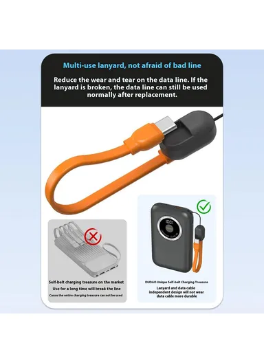 10000mAh Portable Power Bank, Phone External Battery with Type-C to Type-C Cable K21 - White