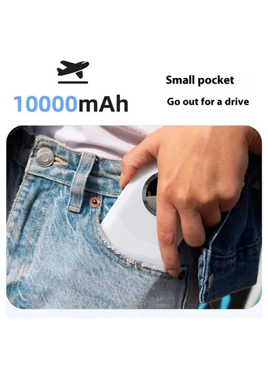 10000mAh Portable Power Bank, Phone External Battery with Type-C to Type-C Cable K21 - White