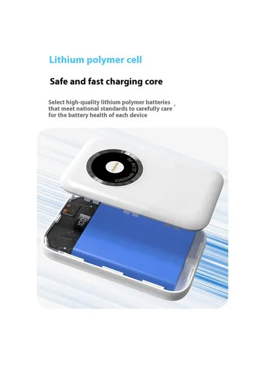10000mAh Portable Power Bank, Phone External Battery with Type-C to Type-C Cable K21 - White