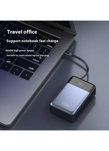 20000mAh 65W PD Portable Power Bank Phone External Battery with Built-In Type-C Cable T173 