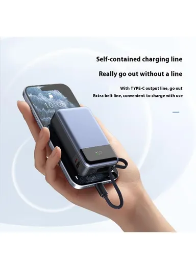 20000mAh 65W PD Portable Power Bank Phone External Battery with Built-In Type-C Cable T173 