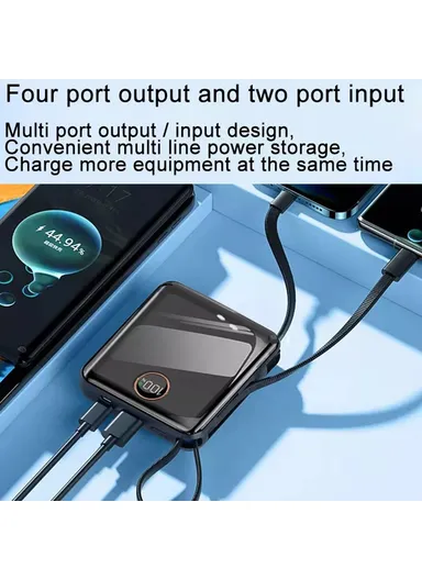 20000mAh 22.5W Power Bank Phone Charger External Battery with Type-C &amp; Lightning Cable E28E - Black