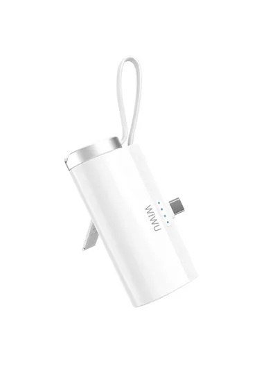 5000mAh Portable Mini USB-C Capsule Mobile Power Bank Charger with Watch Charger Wi-W026 