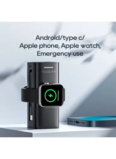 5000mAh Portable Power Bank Phone Charger, Support Apple Watch Wireless Charging KL-YD46 - Black