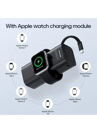 5000mAh Portable Power Bank Phone Charger, Support Apple Watch Wireless Charging KL-YD46 - Black
