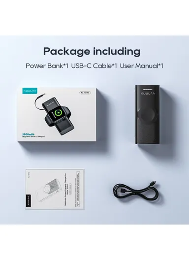 5000mAh Portable Power Bank Phone Charger, Support Apple Watch Wireless Charging KL-YD46 - Black