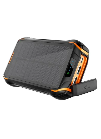 20000mAh Waterproof Dual USB + Type-C Output Solar Power Bank, 18-LED Camping Light Phone Charger External Battery i26W - Orange