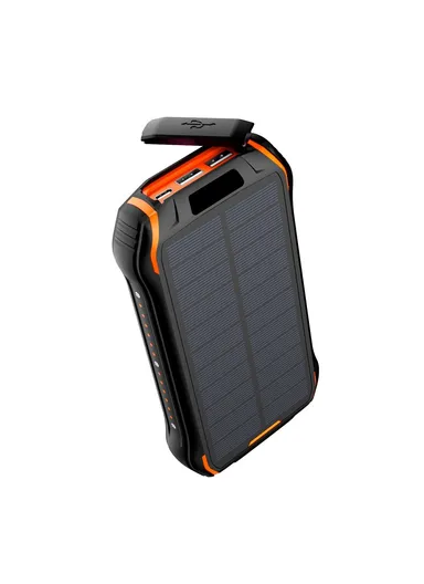 20000mAh Waterproof Dual USB + Type-C Output Solar Power Bank, 18-LED Camping Light Phone Charger External Battery i26W - Orange