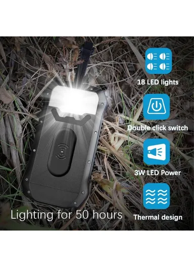 20000mAh Waterproof Dual USB + Type-C Output Solar Power Bank, 18-LED Camping Light Phone Charger External Battery i26W - Orange