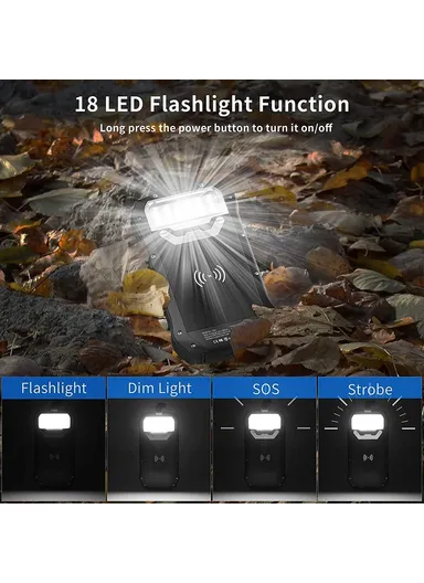 20000mAh Waterproof Dual USB + Type-C Output Solar Power Bank, 18-LED Camping Light Phone Charger External Battery i26W - Orange