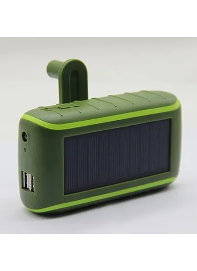 8000mAh Solar Dual USB Power Bank Phone Charger Outdoor, Emergency Solar &amp; Hand Crank Power Bank Battery 073 