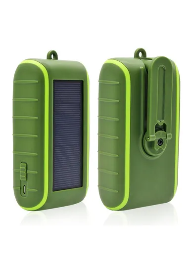 8000mAh Solar Dual USB Power Bank Phone Charger Outdoor, Emergency Solar &amp; Hand Crank Power Bank Battery 073 