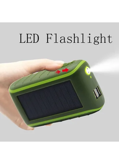 6000mAh Solar Dual USB Power Bank Phone Charger Outdoor, Emergency Solar &amp; Hand Crank Power Bank Battery 073 