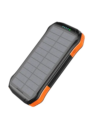 16000mAh 18W-10W Portable Solar Wireless Fast Charger &amp; Wire Charging, Waterproof &amp; Shockproof Solar Power Bank F16W (L17.1 x  W8.4 x H2.2)cm - Orange