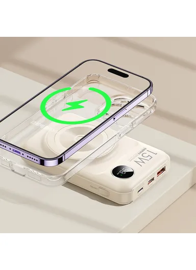 10000mAh 20W+22.5W Portable Cabled &amp; Magnetic Wireless Fast Charging Power Bank Phone Charger RPP-572- Black